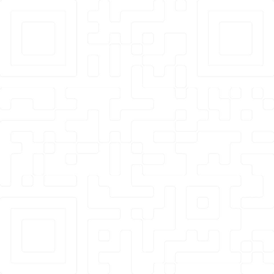 A black and white QR code with a transparent background.